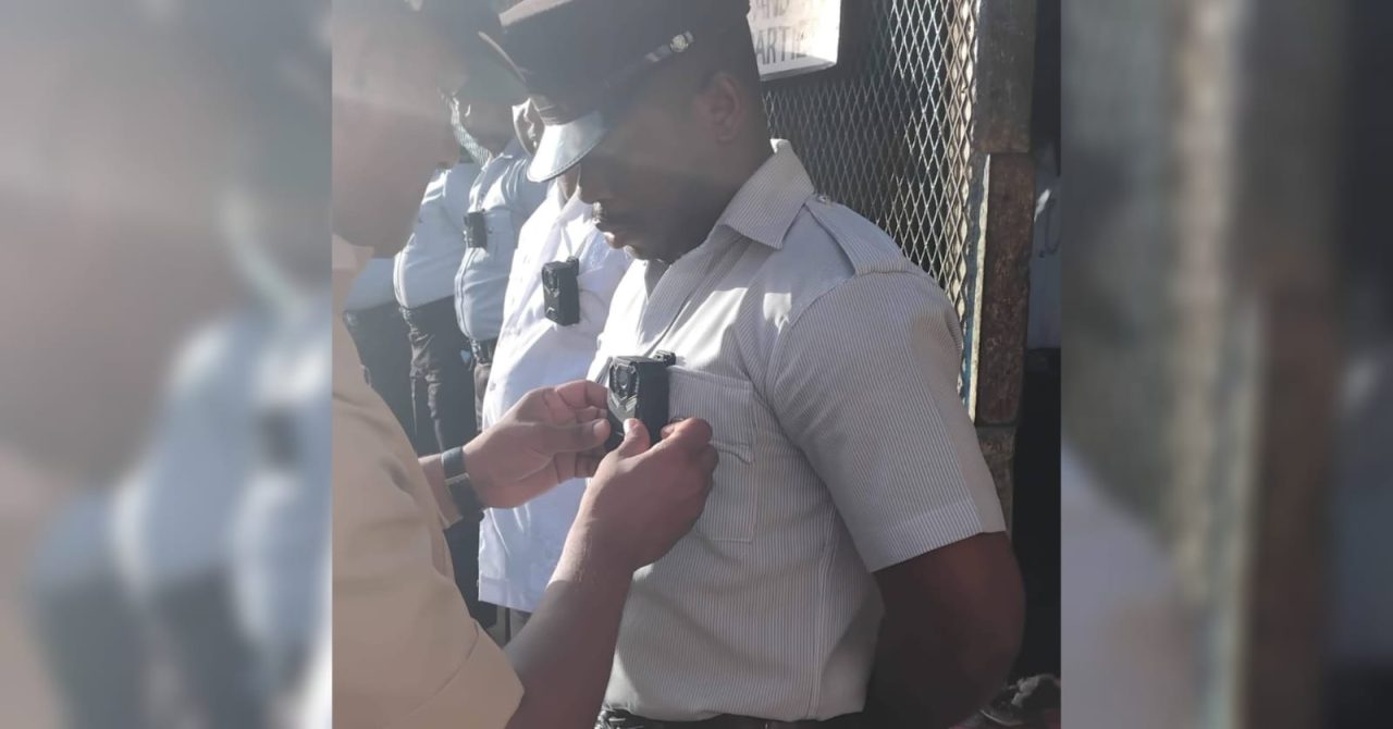 Prison officers equipped with body cameras