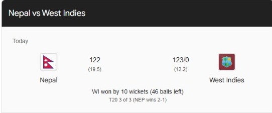 Windies dominate Nepal in Sharjah T20I finale
