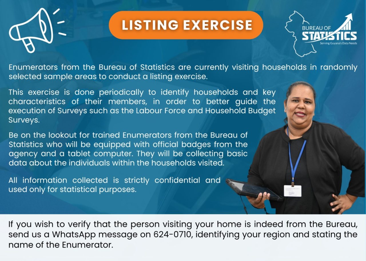 Bureau of Statistics launches household listing exercise