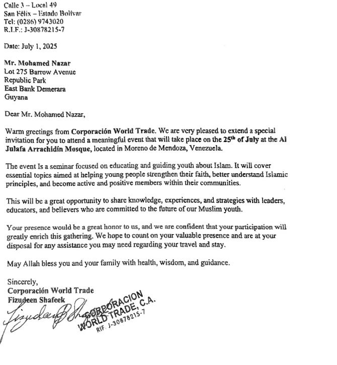 Guyana questions Venezuelan ambassador’s account of Nazar Mohamed’s embassy visit