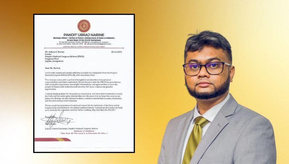 Former Mayor Pandit Ubraj Narine resigns from PNCR