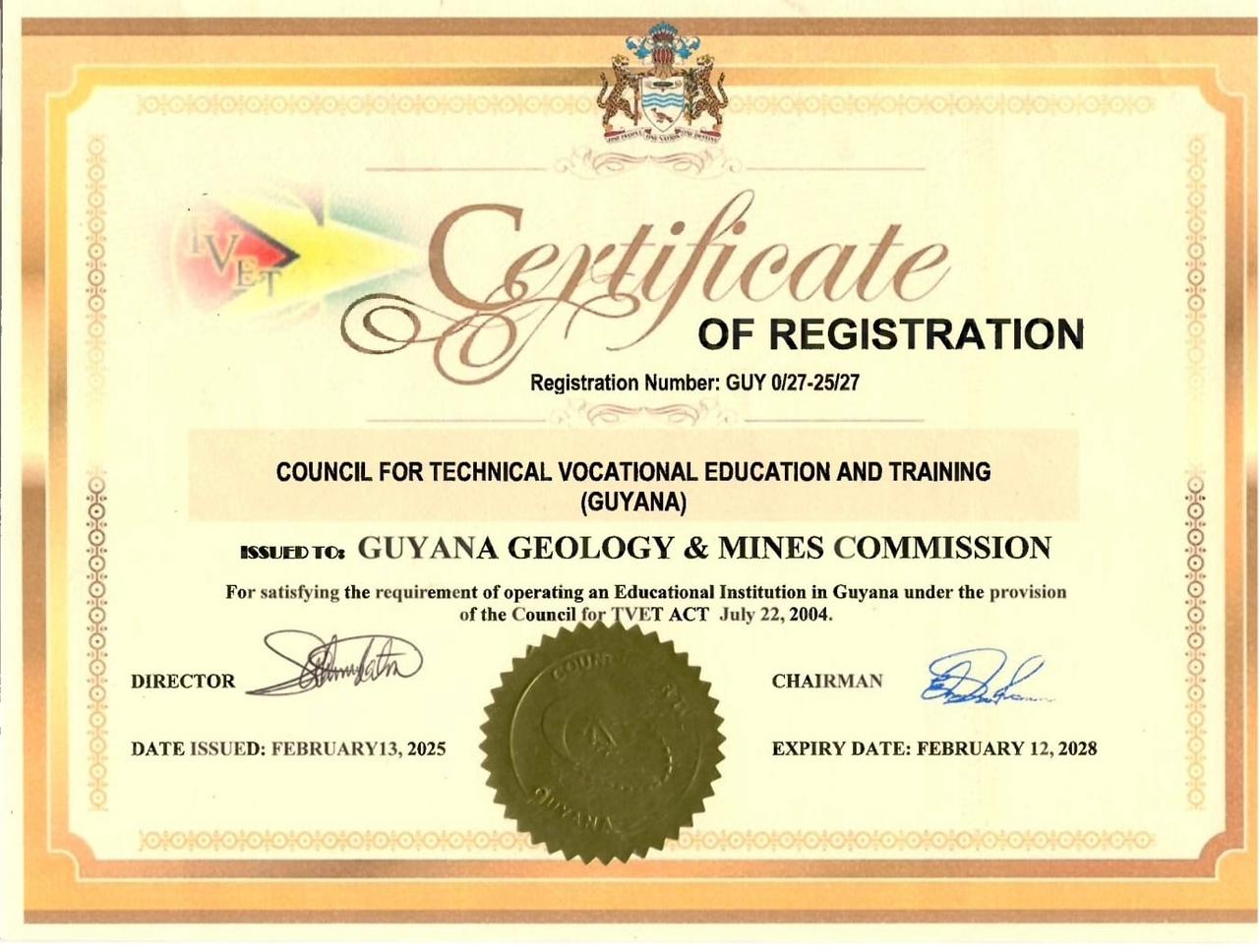 Mining school officially accredited