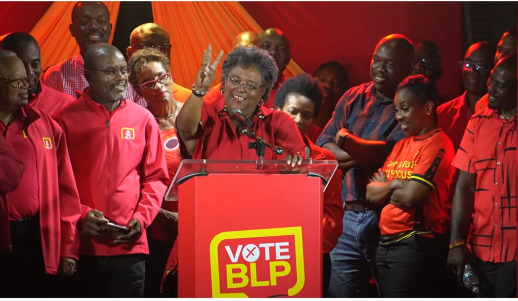 Mia Mottley leads Barbados Labour Party to historic third clean sweep at the polls