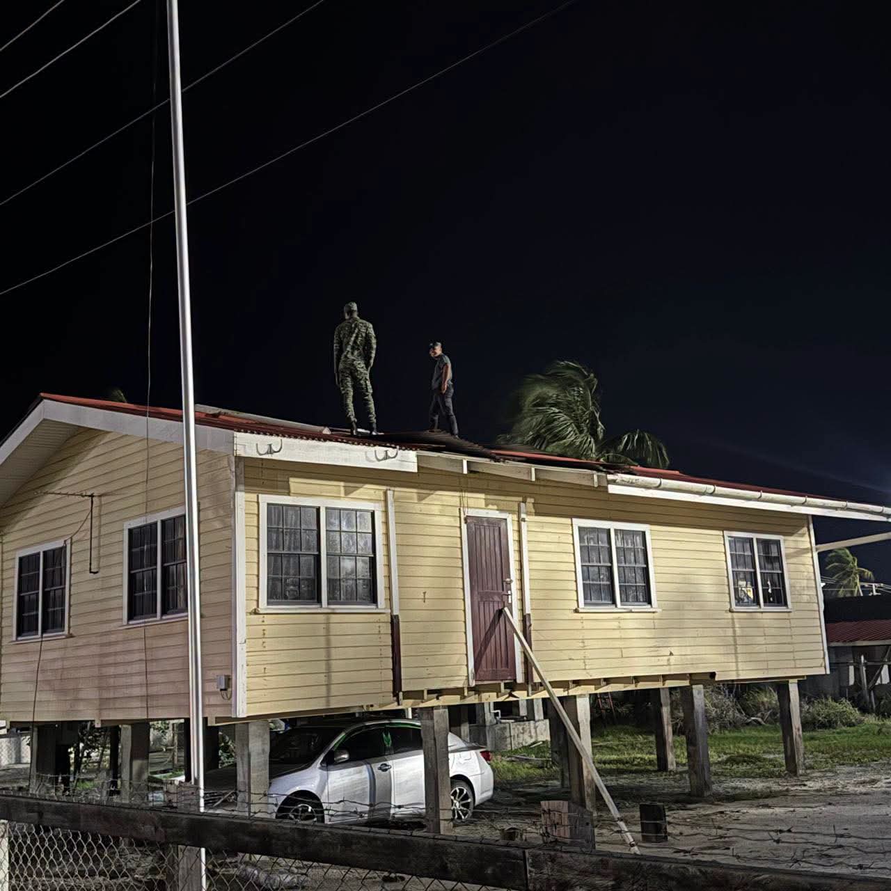 Army personnel working through the night on Wednesday