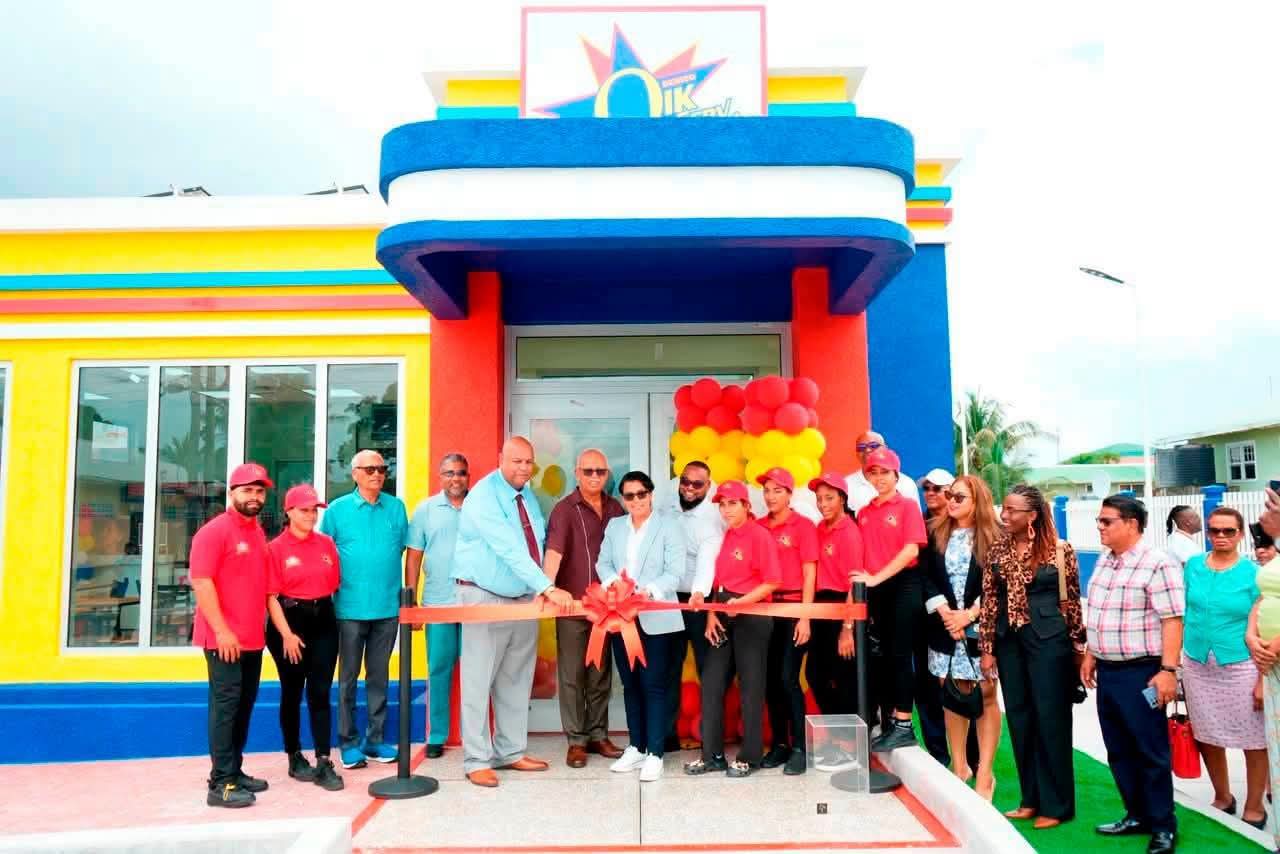 The cutting of the ceremonial ribbon to open the Bartica Branch